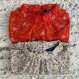 ✨Bundle Deal✨ French Connection Victorian Meadow Blouses Cream & Red (US 2/XXS)